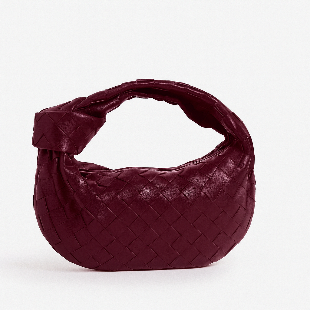 Petit sac à main tressé femme en similicuir, dix coloris, bordeaux