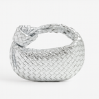 Petit sac à main tressé femme en similicuir, dix coloris, argenté