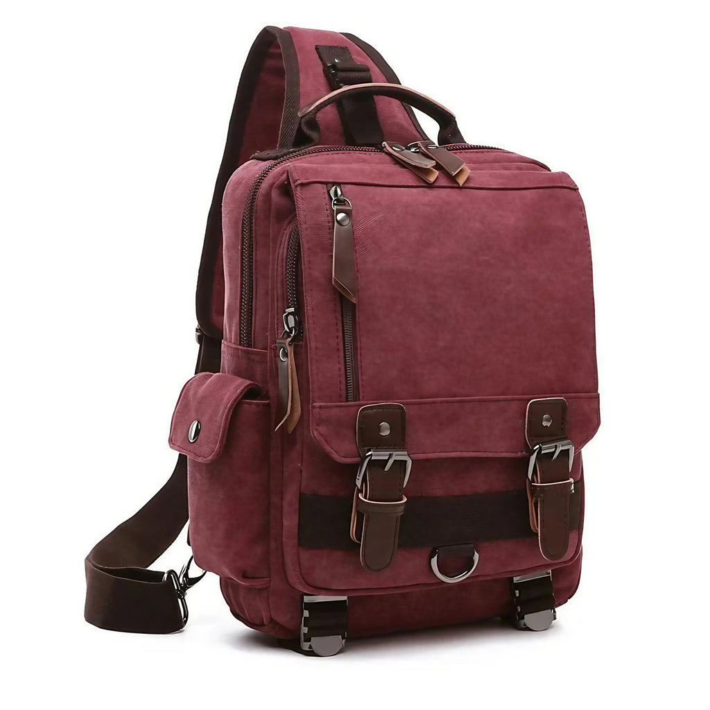 Sac à dos femme à une bretelle en toile, ordinateur 13 pouces, rose