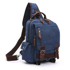 Sac à dos femme à une bretelle en toile, ordinateur 13 pouces, bleu nuit