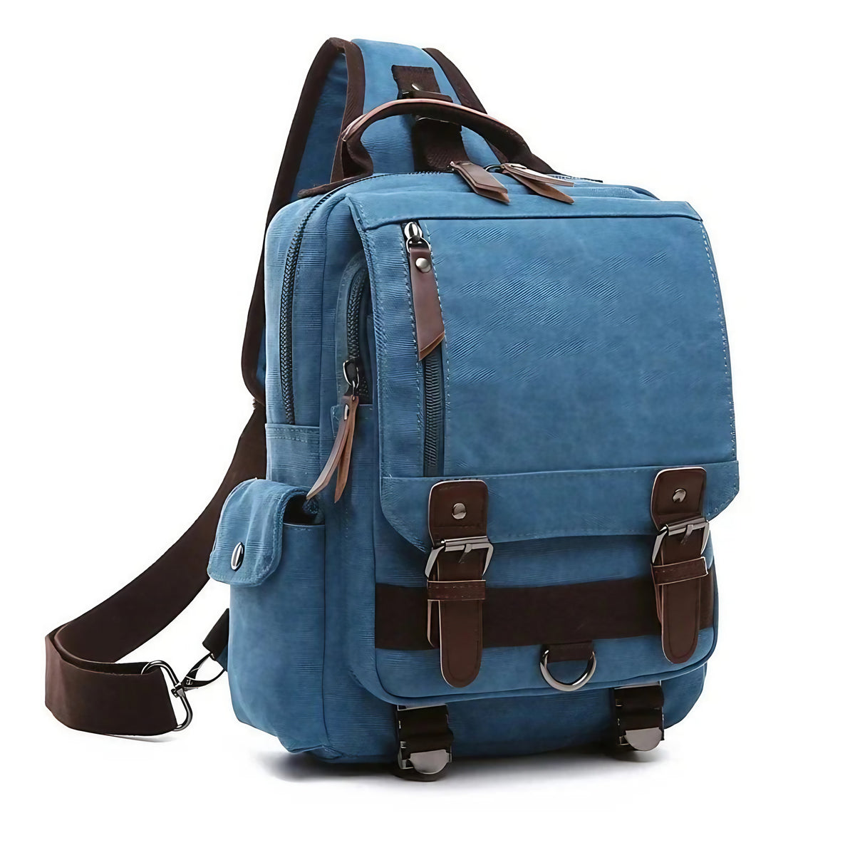 Sac à dos femme à une bretelle en toile, ordinateur 13 pouces, bleu