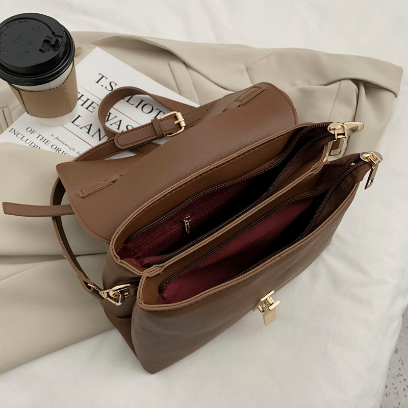 Sac à main trapèze femme à rabat, bandoulière amovible