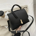 Sac à main trapèze femme à rabat, bandoulière amovible, noir