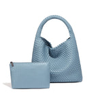 Sac à main tressé femme en forme de pyramide, onze coloris, bleu