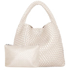 Sac à main tressé femme en forme de pyramide, onze coloris, crème