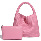 Sac à main tressé femme en forme de pyramide, onze coloris, rose