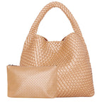 Sac à main tressé femme en forme de pyramide, onze coloris, abricot