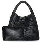 Sac à main tressé femme en forme de pyramide, onze coloris, noir