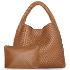 Sac à main tressé femme en forme de pyramide, onze coloris, marron