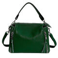 Sac à main vert bouteille en cuir fendu, bandoulière amovible, vert