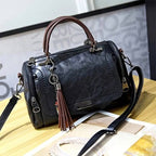 Sac bowling femme vintage à double anse et bandoulière amovible, noir