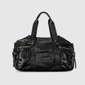 Sac fourre-tout vintage femme en similicuir vieilli, noir