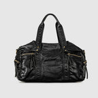 Sac fourre-tout vintage femme en similicuir vieilli, noir