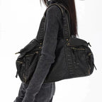 Sac fourre-tout vintage femme en similicuir vieilli