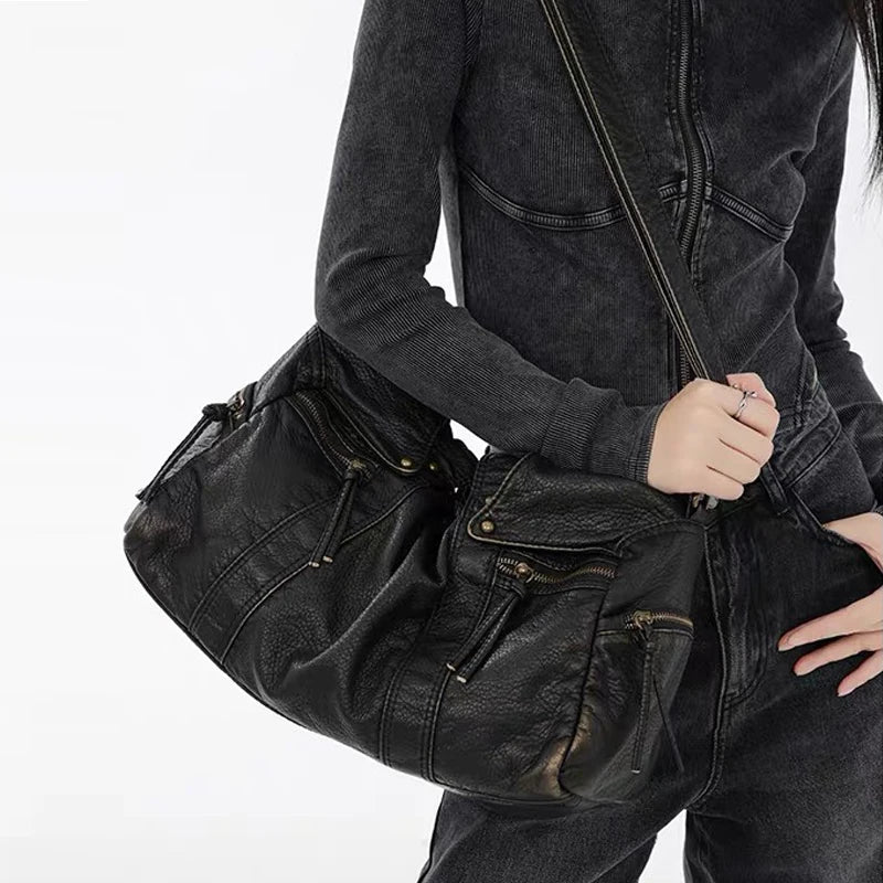 Sac fourre-tout vintage femme en similicuir vieilli