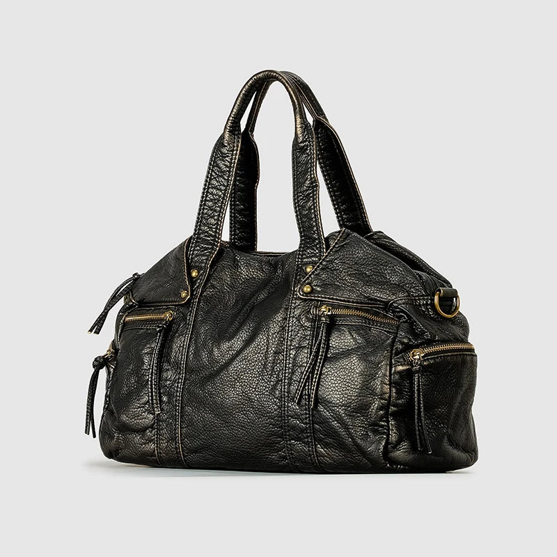 Sac fourre-tout vintage femme en similicuir vieilli