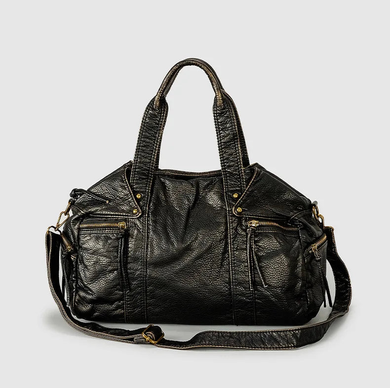 Sac fourre-tout vintage femme en similicuir vieilli