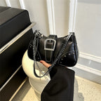 Sac à main femme noir rétro années 90, similicuir, noir