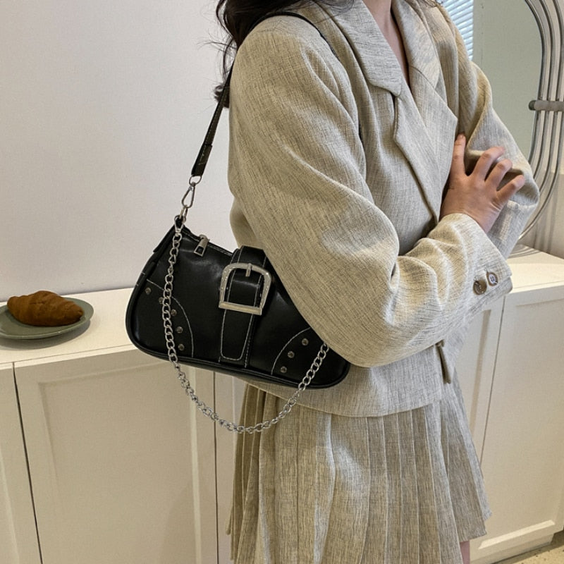 Sac à main femme noir rétro années 90, similicuir
