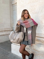 Grand sac à main femme style vintage, anses courtes et bandoulière