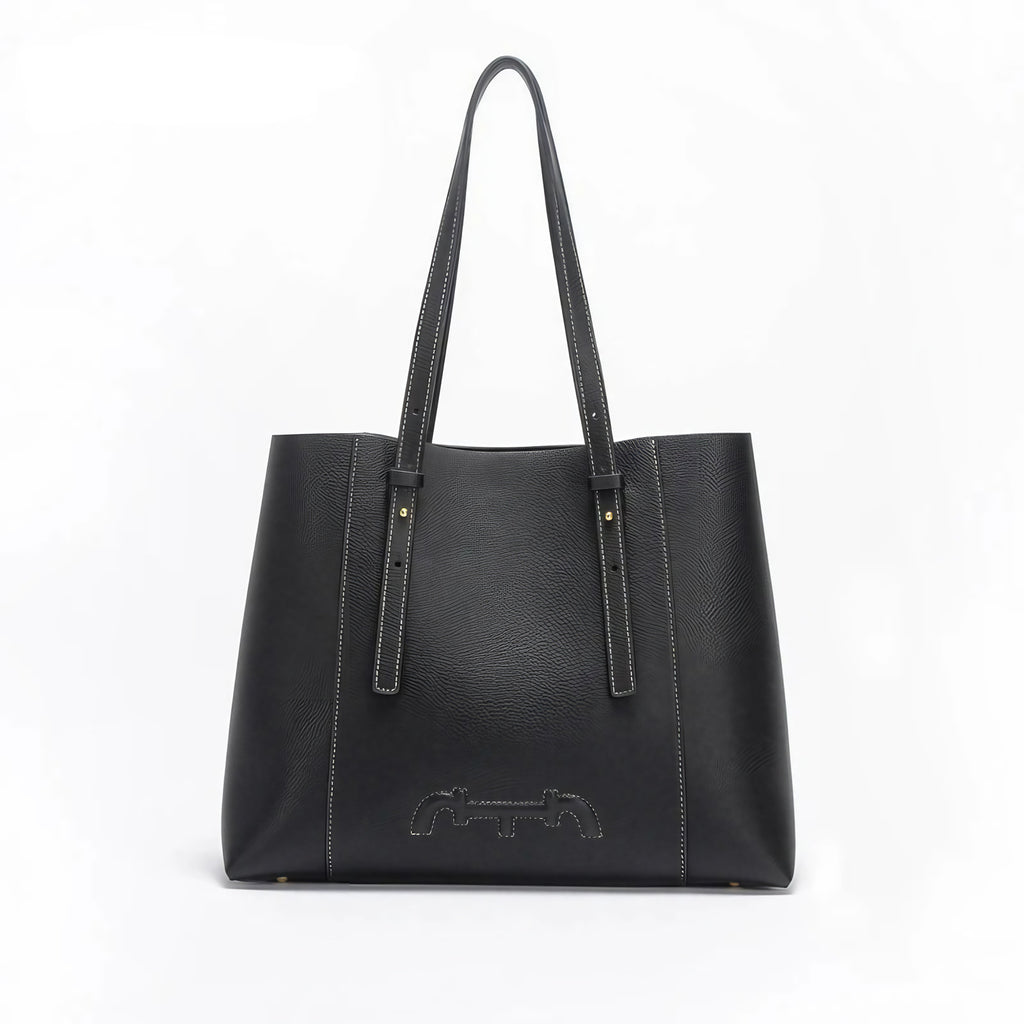 Sac de cours femme à grandes anses, 32 x 26 cm, noir ou camel