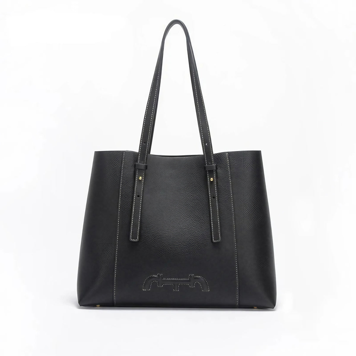 Sac de cours femme à grandes anses, 32 x 26 cm, noir ou camel
