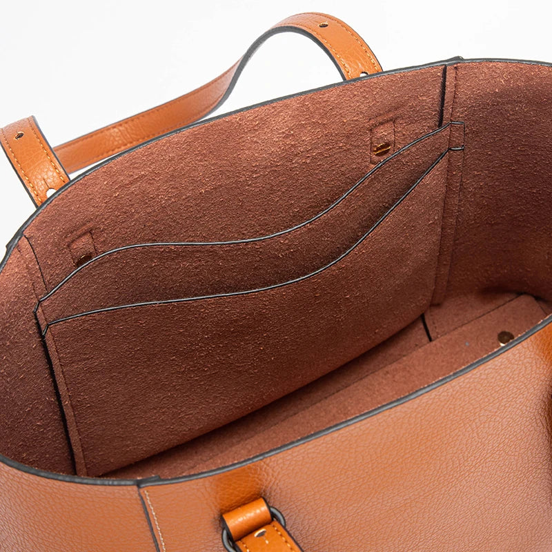 Sac de cours femme à grandes anses, 32 x 26 cm, noir ou camel