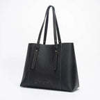 Sac de cours femme à grandes anses, 32 x 26 cm, noir ou camel, noir