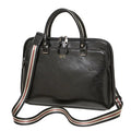 Sac ordinateur femme en cuir, sangle en toile amovible, noir