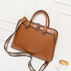 Sac ordinateur femme en cuir, sangle en toile amovible