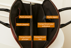 Sac ordinateur femme en cuir, sangle en toile amovible