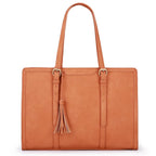 Sac ordinateur femme en similicuir 15,6 pouces, boucle aimantée, orange