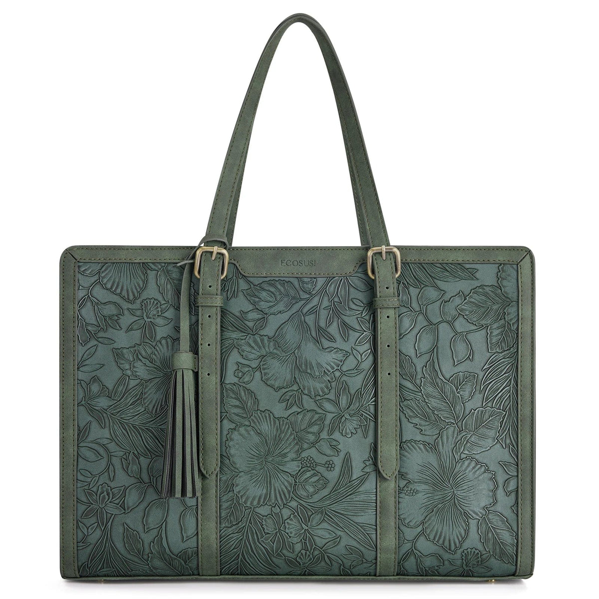 Sac ordinateur femme en similicuir 15,6 pouces, boucle aimantée, vert