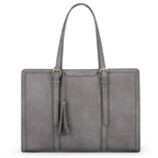 Sac ordinateur femme en similicuir 15,6 pouces, boucle aimantée, gris