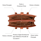 Sac ordinateur femme en similicuir 15,6 pouces, boucle aimantée