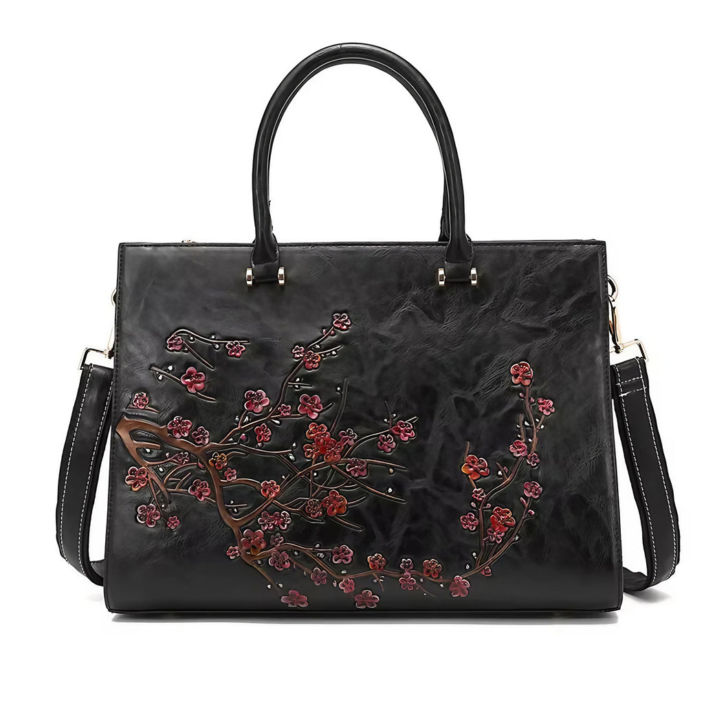 Sac ordinateur femme à motif floral, 14 pouces, cinq coloris, noir