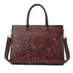 Sac ordinateur femme à motif floral, 14 pouces, cinq coloris, bordeaux