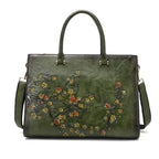 Sac ordinateur femme à motif floral, 14 pouces, cinq coloris, vert