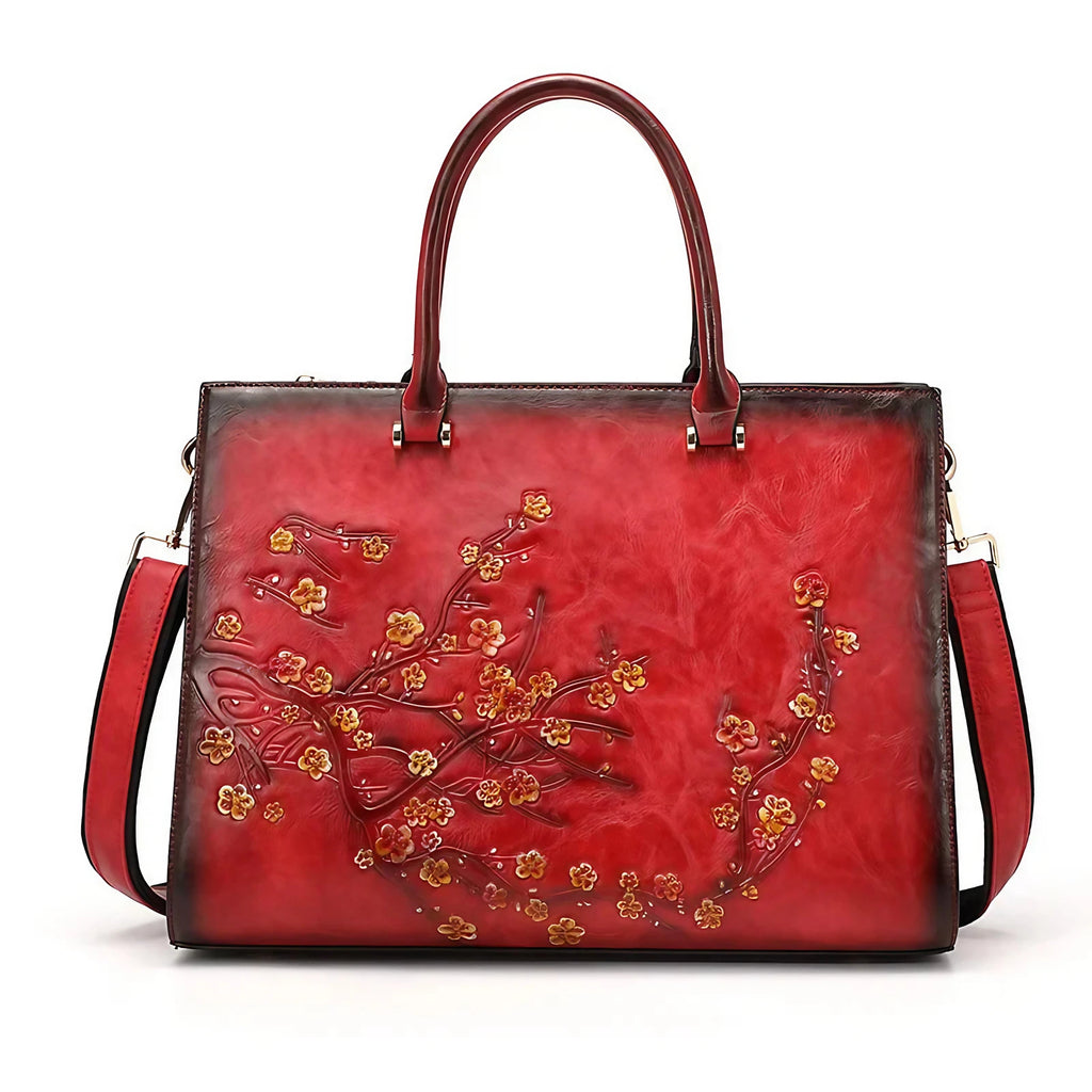 Sac ordinateur femme à motif floral, 14 pouces, cinq coloris, rouge