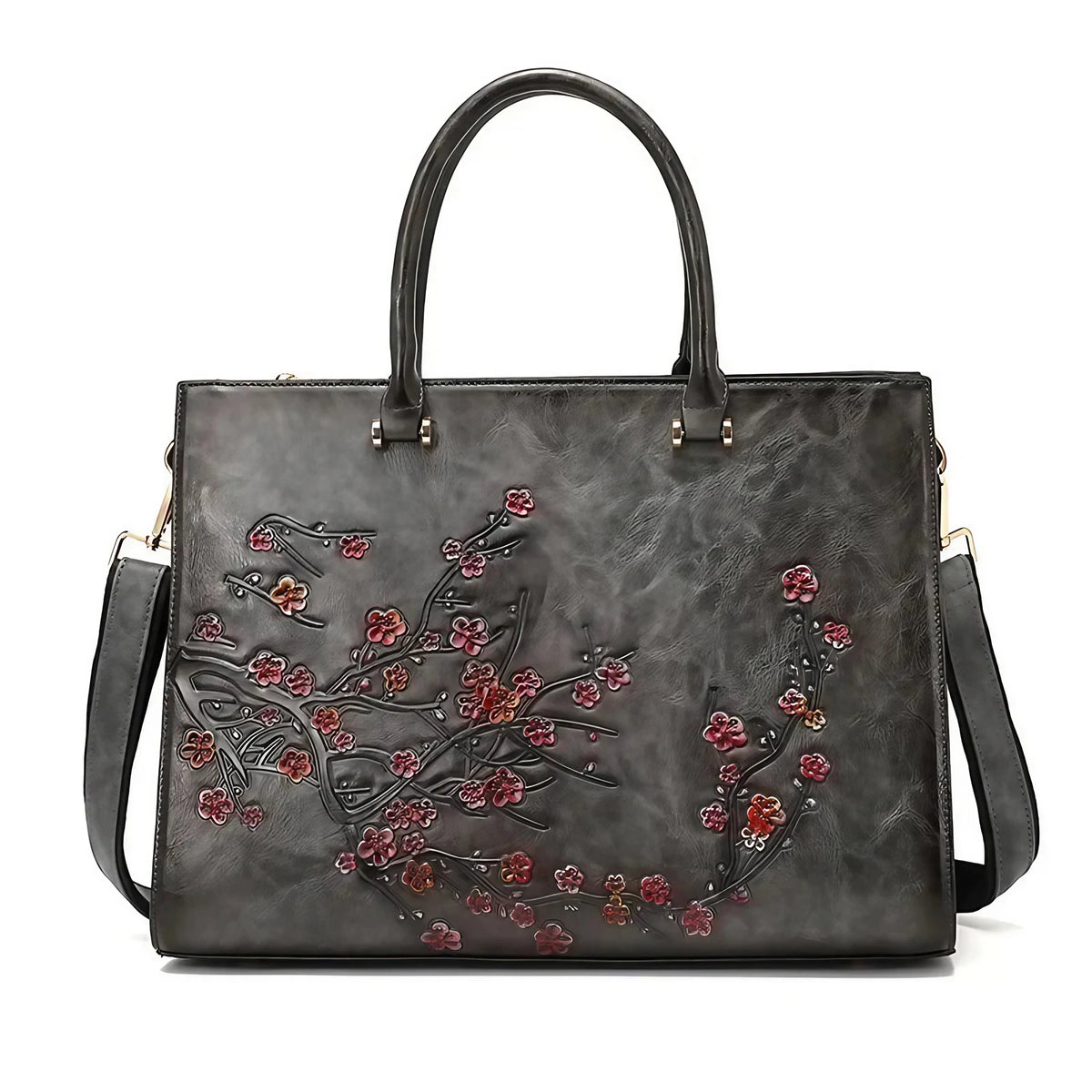 Sac ordinateur femme à motif floral, 14 pouces, cinq coloris, gris
