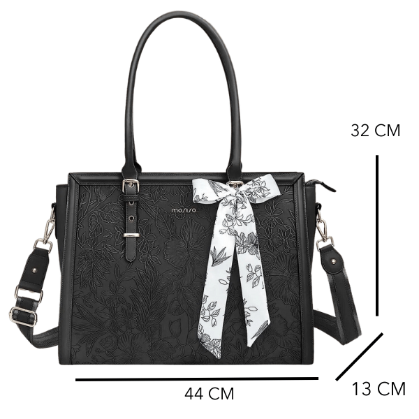 Sac ordinateur femme 15 ou 17 pouces, avec foulard et pochette