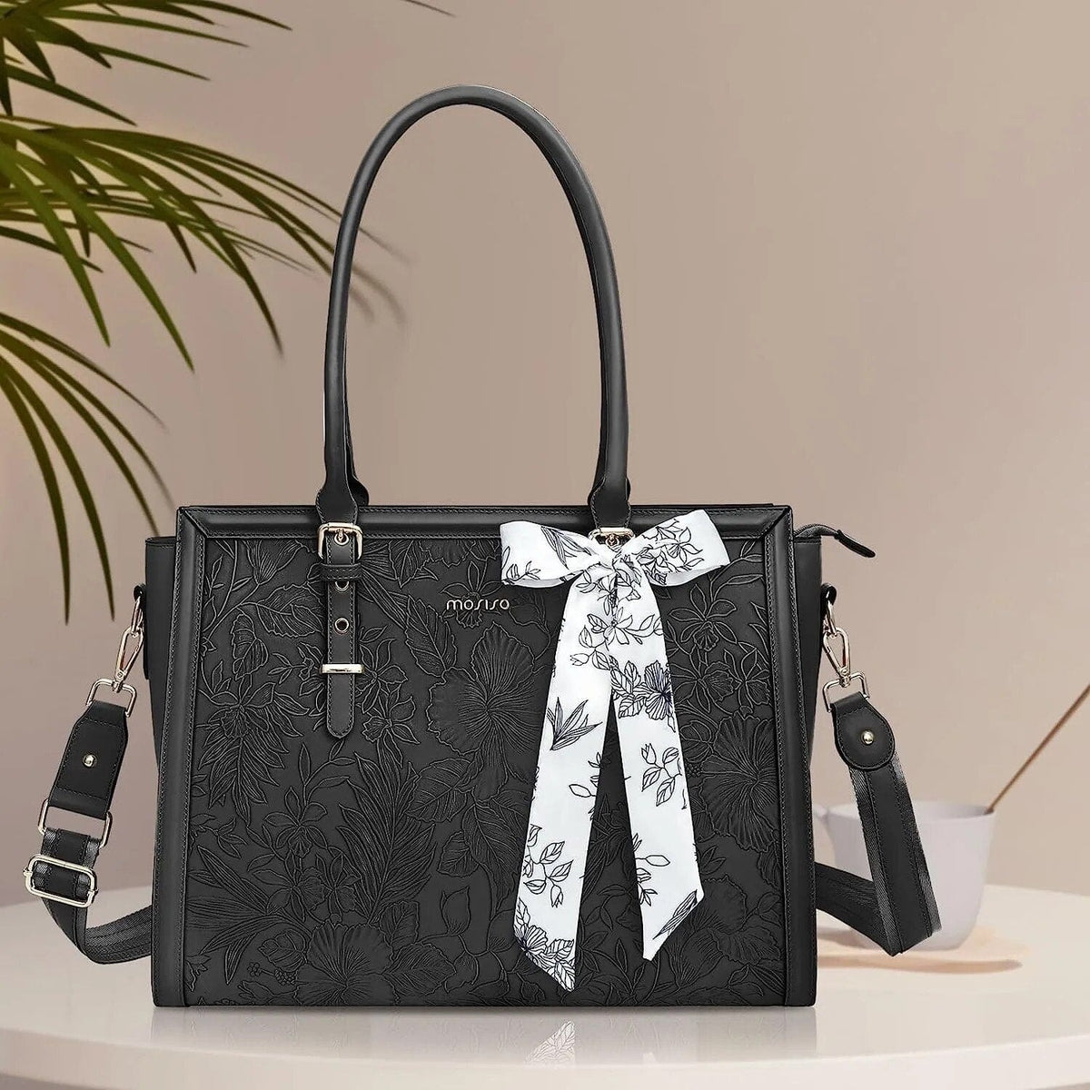 Sac ordinateur femme 15 ou 17 pouces, avec foulard et pochette