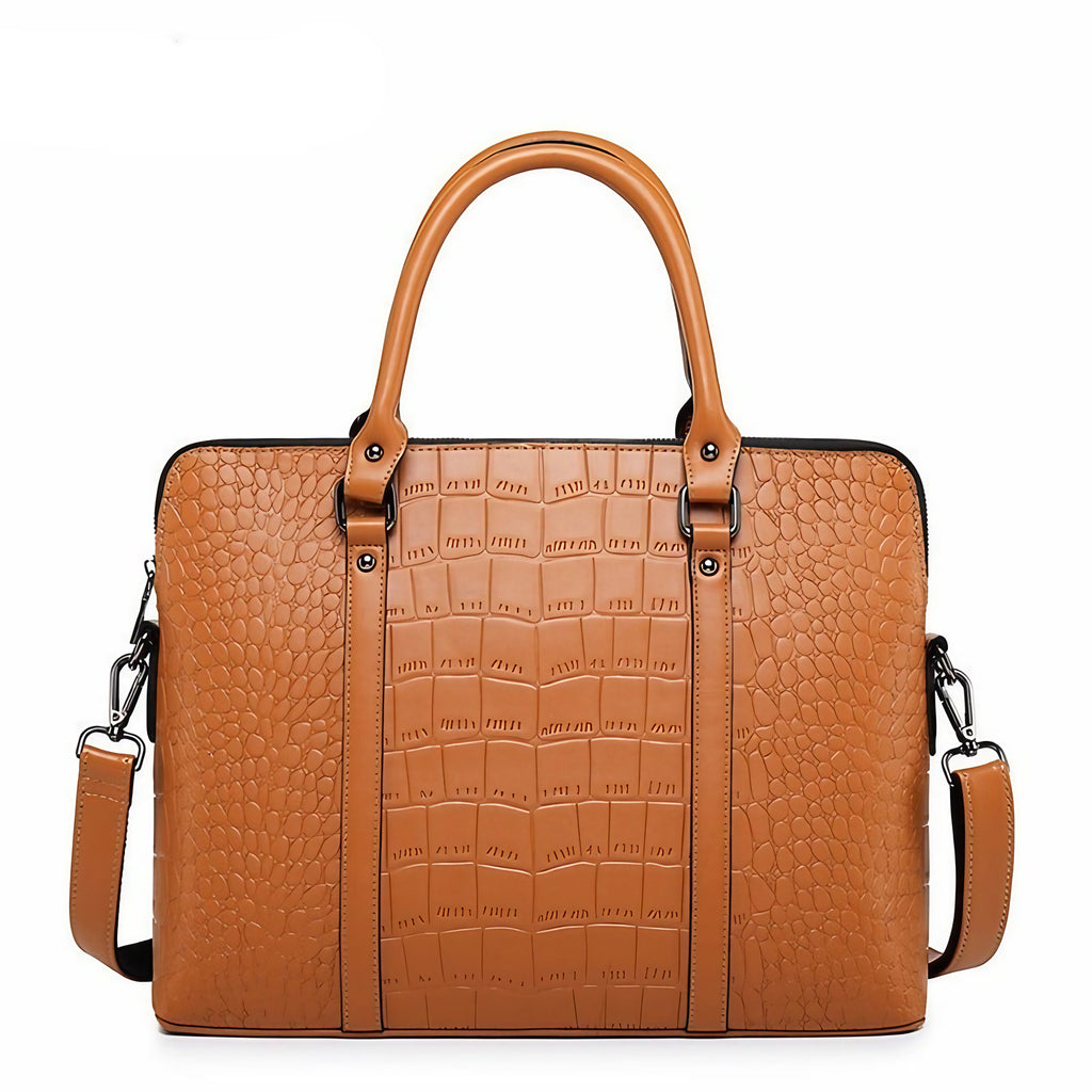 Sac ordinateur femme en similicuir, 14 pouces, 40 cm, marron clair