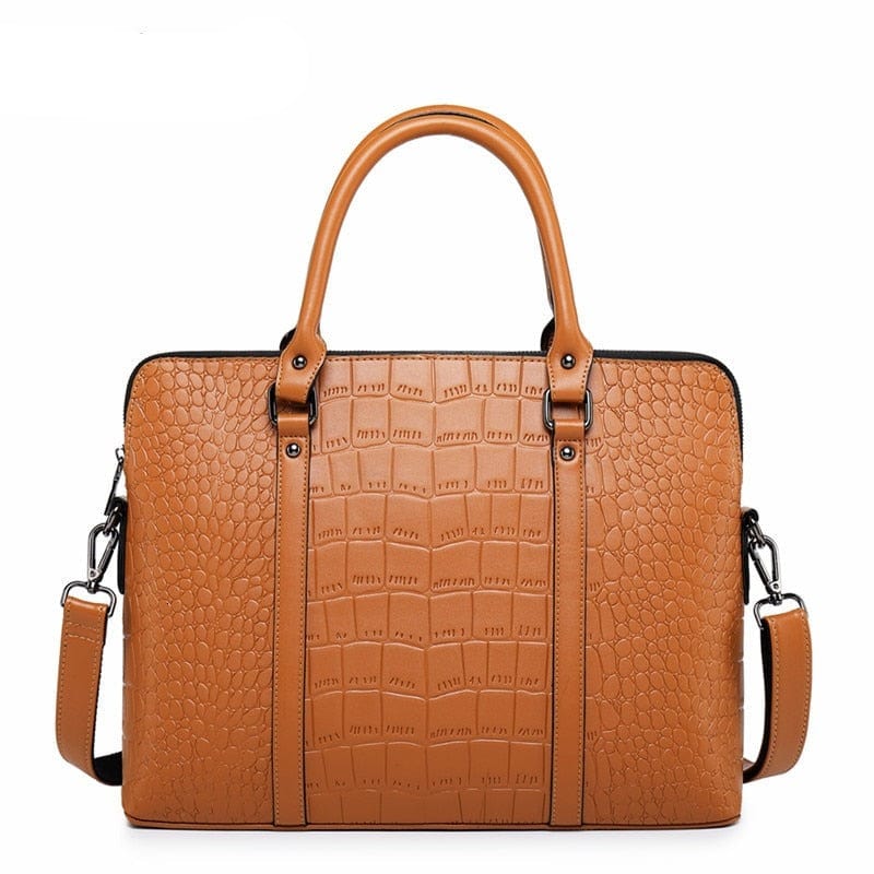 Sac ordinateur femme en similicuir, 14 pouces, 40 cm, marron clair