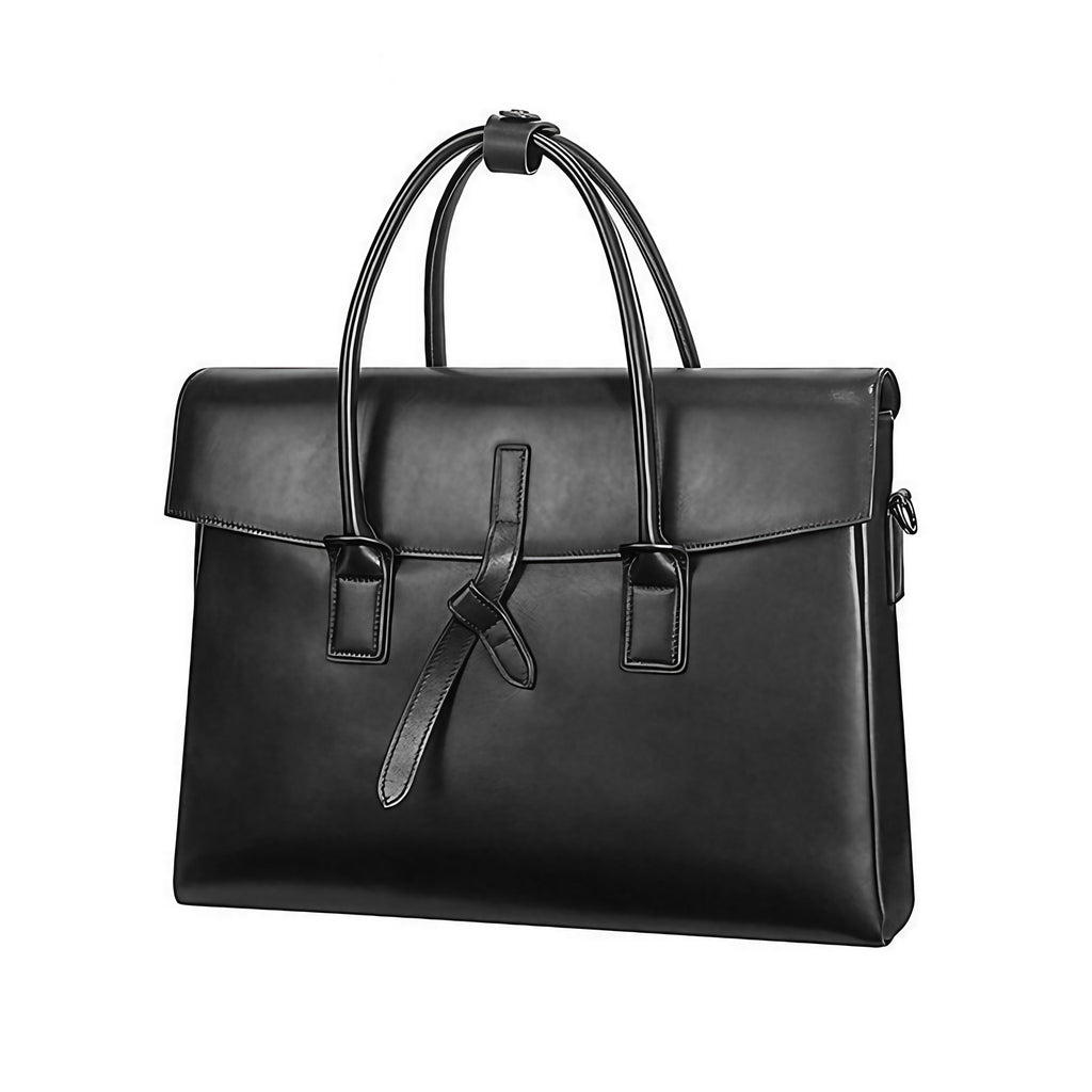 Sac ordinateur femme en cuir, 14 pouces et tablette, noir