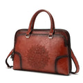 Sac ordinateur femme en cuir, porté main ou bandoulière, marron