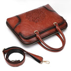 Sac ordinateur femme en cuir, porté main ou bandoulière