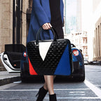 Sac ordinateur femme en cuir à bandoulière, 14 pouces, bleu, blanc, rouge, noir