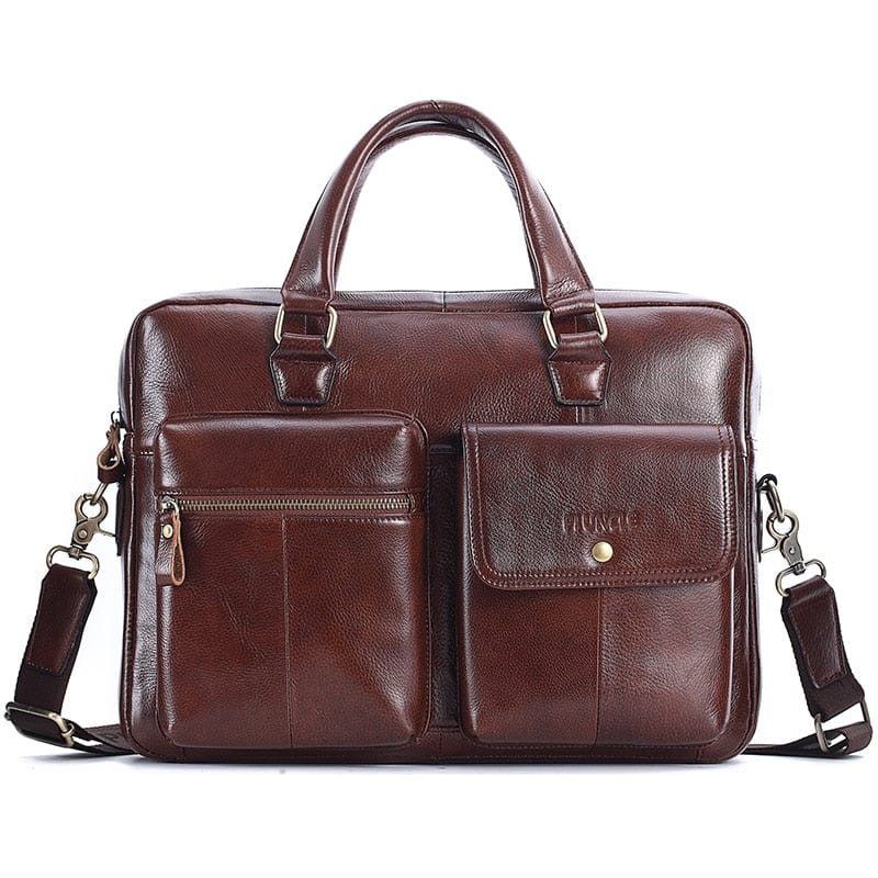 Sacoche ordinateur homme en cuir, 14 pouces, 1,1 kg, marron
