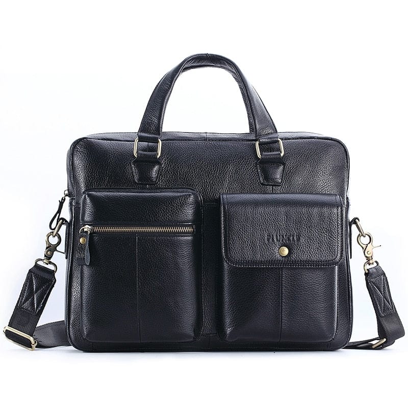 Sacoche ordinateur homme en cuir, 14 pouces, 1,1 kg, noir